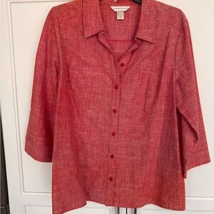 Christopher & Banks Coral-Red Button Front Shirt